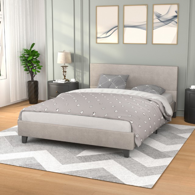 Bej Yatak Takımı Karyola Modern Yatak Odası Düz Yatak Modeli