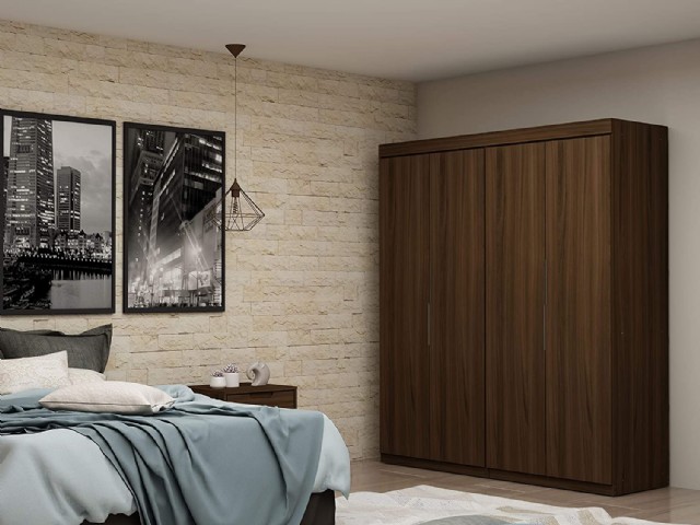 Kahverengi Dört Kapaklı Gardırop Elbise Dolabı Yatak Odası Mobilya
