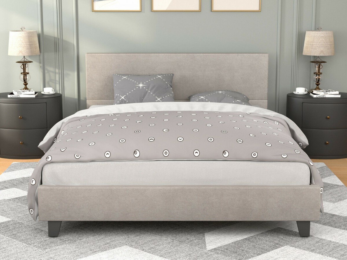 Bej Yatak Takımı Karyola Modern Yatak Odası Düz Yatak Modeli Ev Ofis