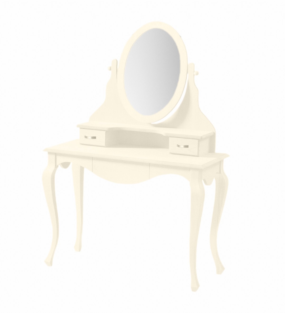 Yuvarlak Aynalı Beyaz Makyaj Masası Lake Beyaz Lükens Tasarım Makyaj