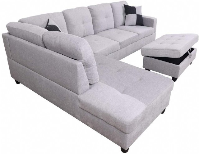 Modern Bej L Köşe Takımı Sandıklı Köşe Koltuk Oturma Odası
